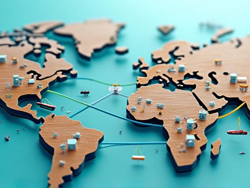 Schematische Darstellung einer komplexen Lieferkette für Rohstoffe